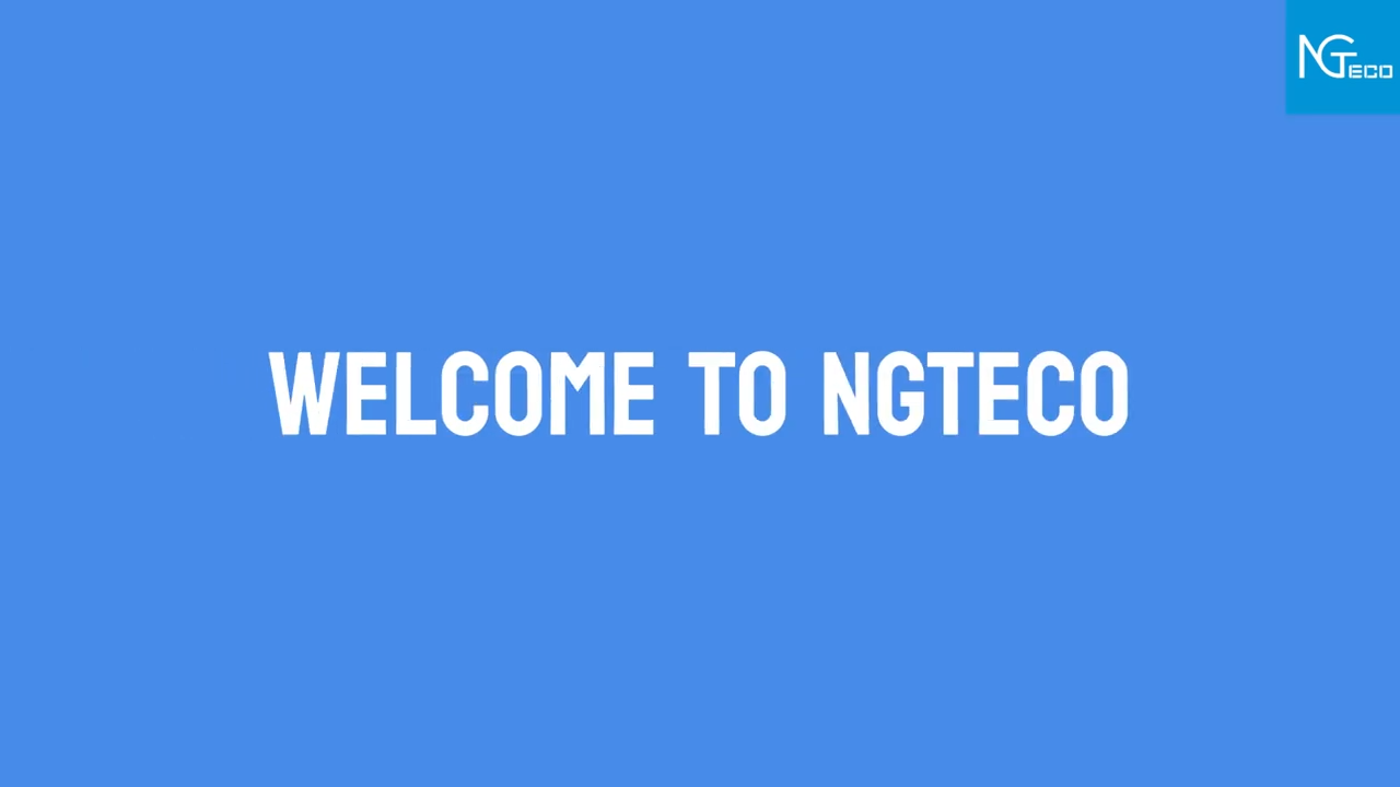 Welcome to NGTECO blue background text