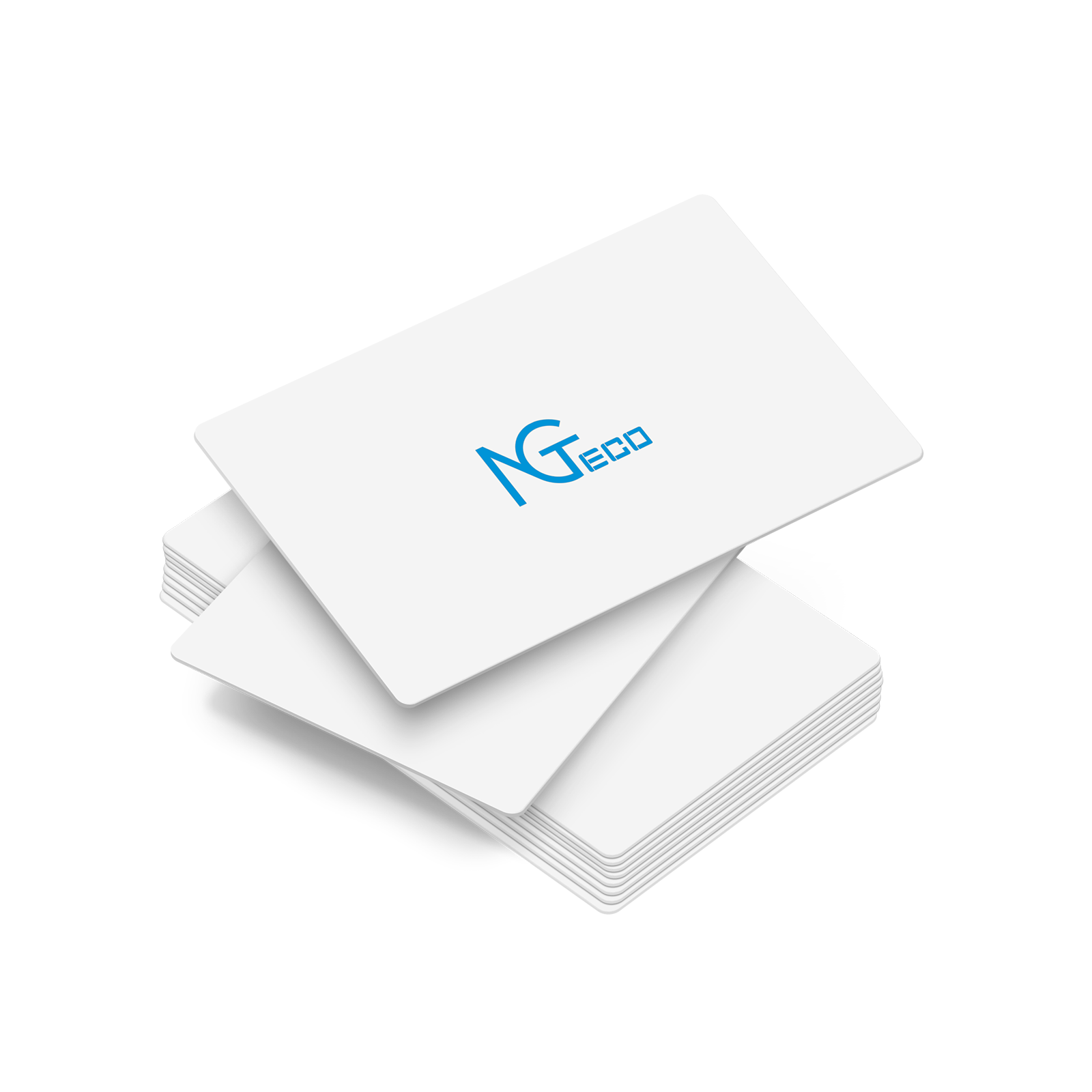 NGTeco RFID cards, white with blue logo, for time clock systems