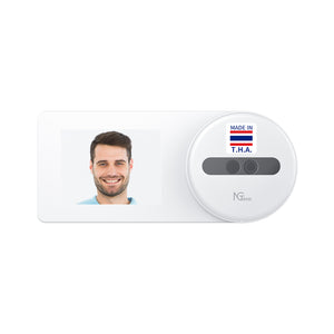 White Cloud Time Clock TC5 with a screen showing a man's face and a facial recognition scanner
